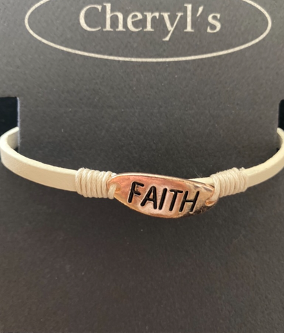 Faith Gold Plate Cream Band Magnetic Close Bracelet