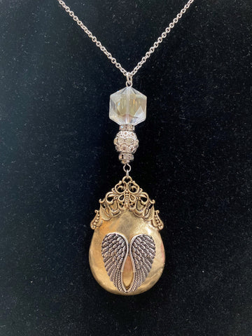 Gold Oval Angel Wing Necklace