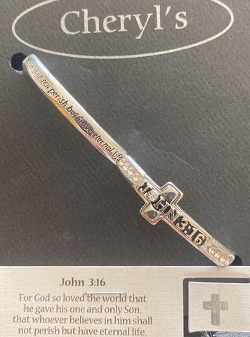 John 3:16 Silver Stretch Bracelet