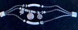 Black three strand silver Tree of life charm bracelet w/ magnet close