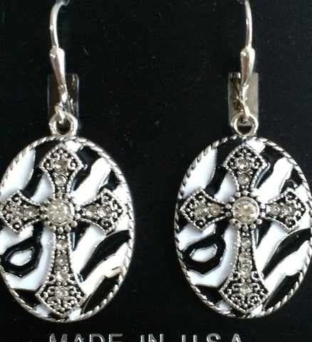Zebra Cross Earrings