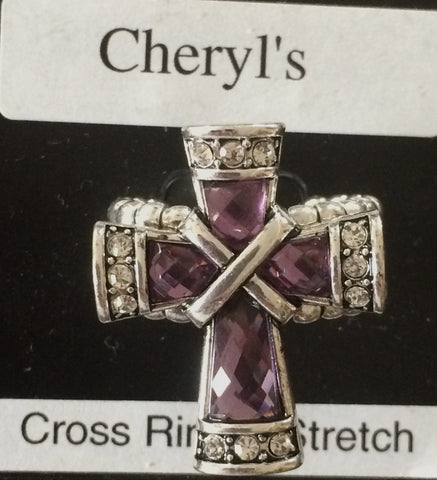 Purple Stretch Cross Ring