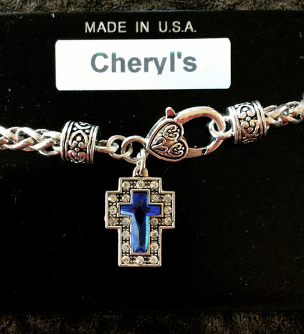 Blue Cross Clasp Bracelet