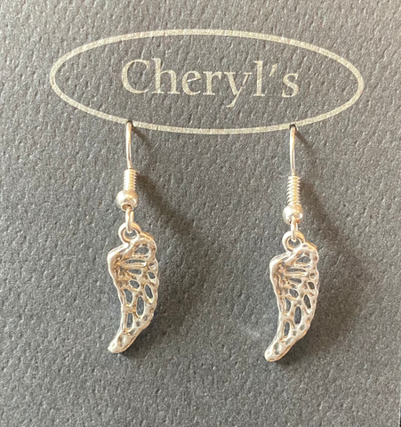 silver angel wings earrings