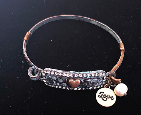 Elegant and Dainty Turqoise and Brass Bracelet