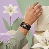 Black 5 layer Jesus, Love, Cross Bracelet
