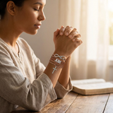 Brown 5-layer LOVE, JESUS, and Cross charm Bracelet