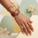 Brown 5-layer LOVE, JESUS, and Cross charm Bracelet