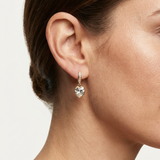 Clear Stone Heart gold earrings