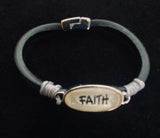 Faith magnetic close black leather bracelet