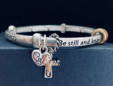 Be Still and Know charm stretch bracelet
