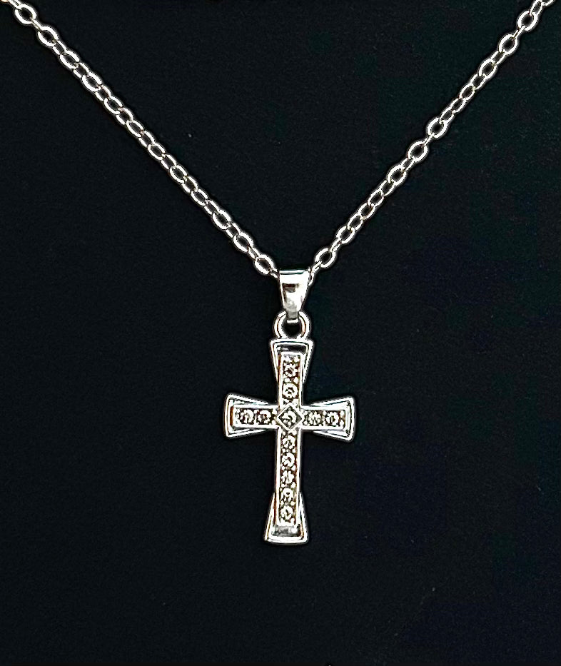 Silver with clear Stones Cross Necklace