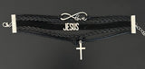Black 5 layer Jesus, Love, Cross Bracelet
