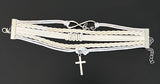 Love, Jesus, Cross 5-layer white bracelet