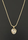Clear Stone Heart Necklace set in Gold w/ gold chain