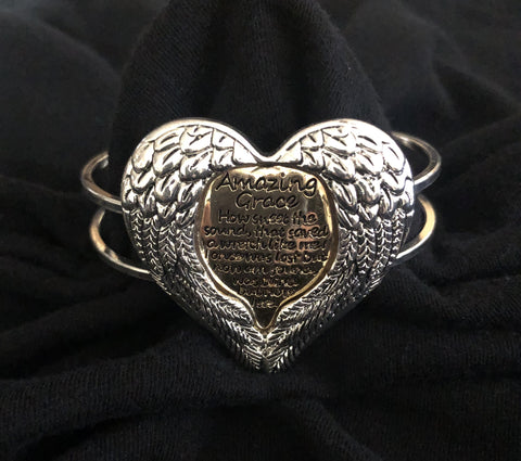 Amazing Grace Heart with Wings Bracelet