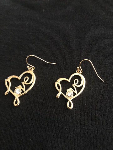 Open Heart LOVE Gold Earrings