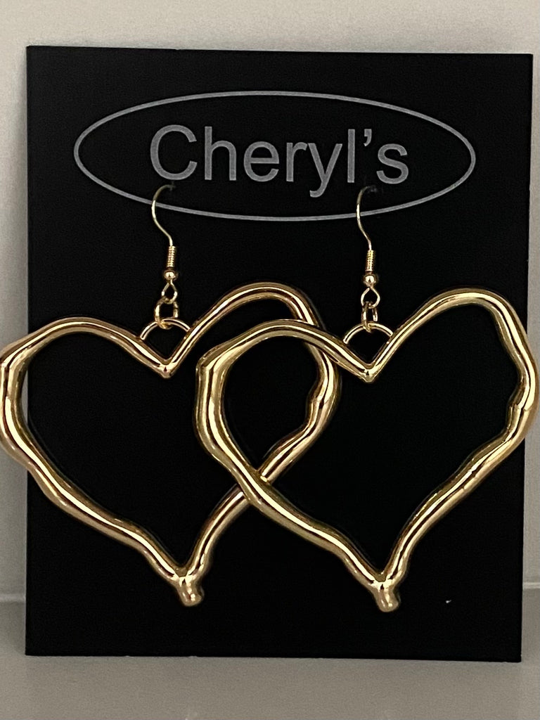 Gold Big Heart Earrings