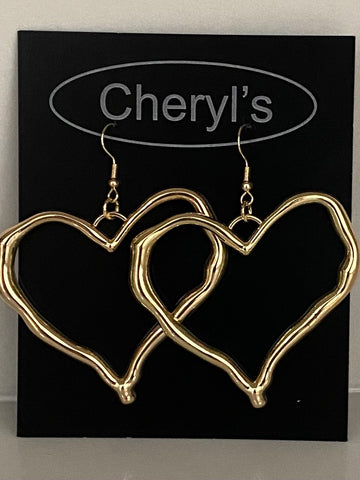 Gold Big Heart Earrings