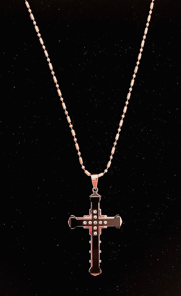 Black Dimensional Cross Necklace with 22 inch chain ONLY ONE!