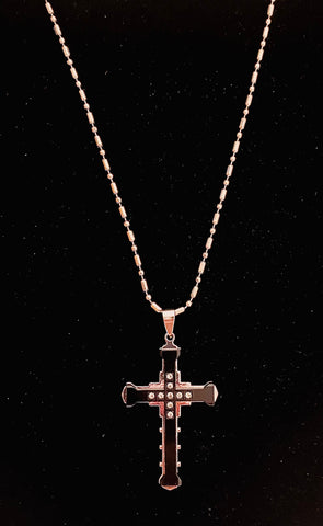 Black Dimensional Cross Necklace with 22 inch chain ONLY ONE!