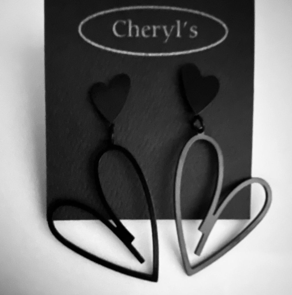 Black Heart Earrings