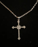 Clear Stone Cross w/ Silver 16" chain
