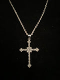 Clear Stone Cross w/ Silver 16" chain