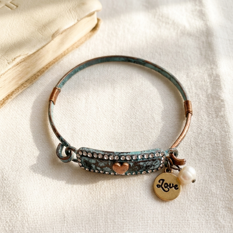 Elegant and Dainty Turquoise and Brass Bracelet