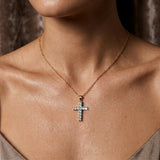 Clear Stone Cross with gold chain Necklace
