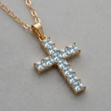 Clear Stone Cross with gold chain Necklace