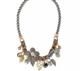 Grey and gold Believe Beaded Necklace