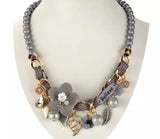 Grey and gold Believe Beaded Necklace