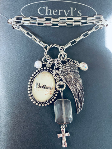 Believe Bicolor Angel wing Necklace