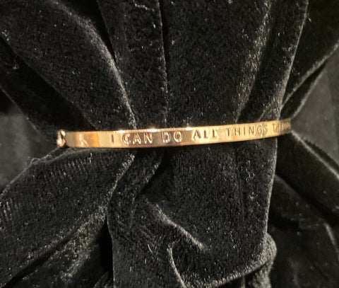 I Can Do All Things Phil. 4:13 gold delicate half bangle bracelet