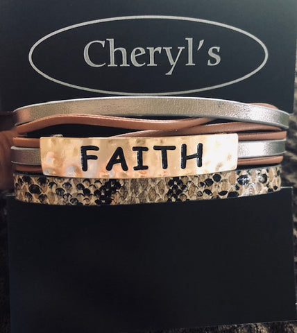Snake print "Faith" Magnetic Bracelet
