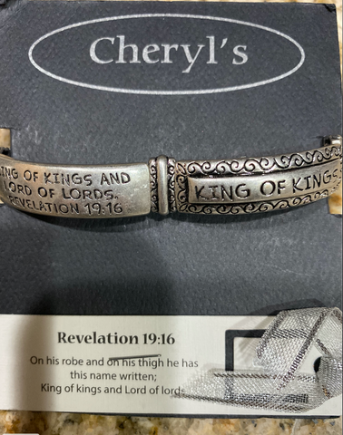 King of Kings Revelation 19:16 antique silver tone bracelet