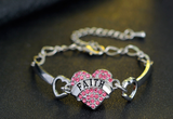 Pink Rhinestone "Faith" Bracelet