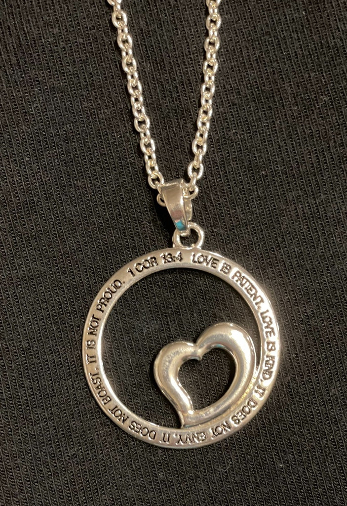 Love is Patient I Cor. 13:4 silver Necklace