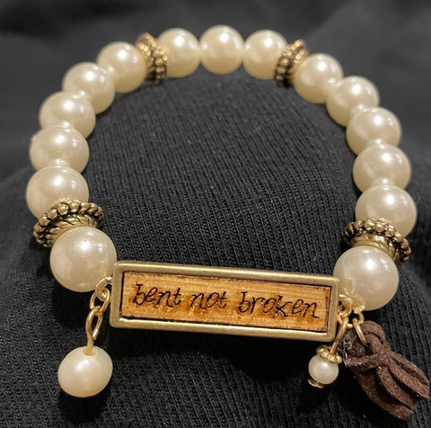 Bent not Broken Pearl stretch bracelet