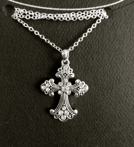 Silver Antique Cross Necklace