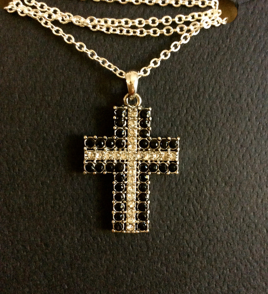 Black & Silver Cross Necklace