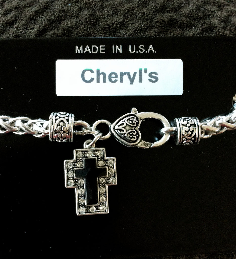 Black & Silver Cross Bracelet