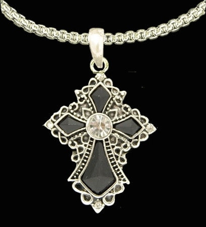 Black & Silver Cross Necklace