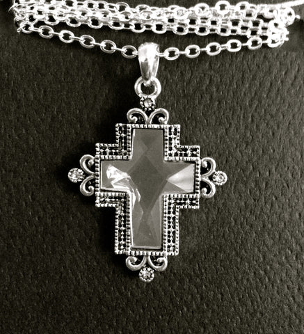 Silver Mirror Cross Necklace