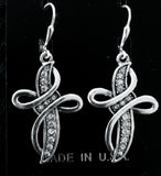 Treble Clef Silver Cross Earrings